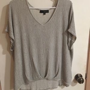 Fred David black and white striped shirt